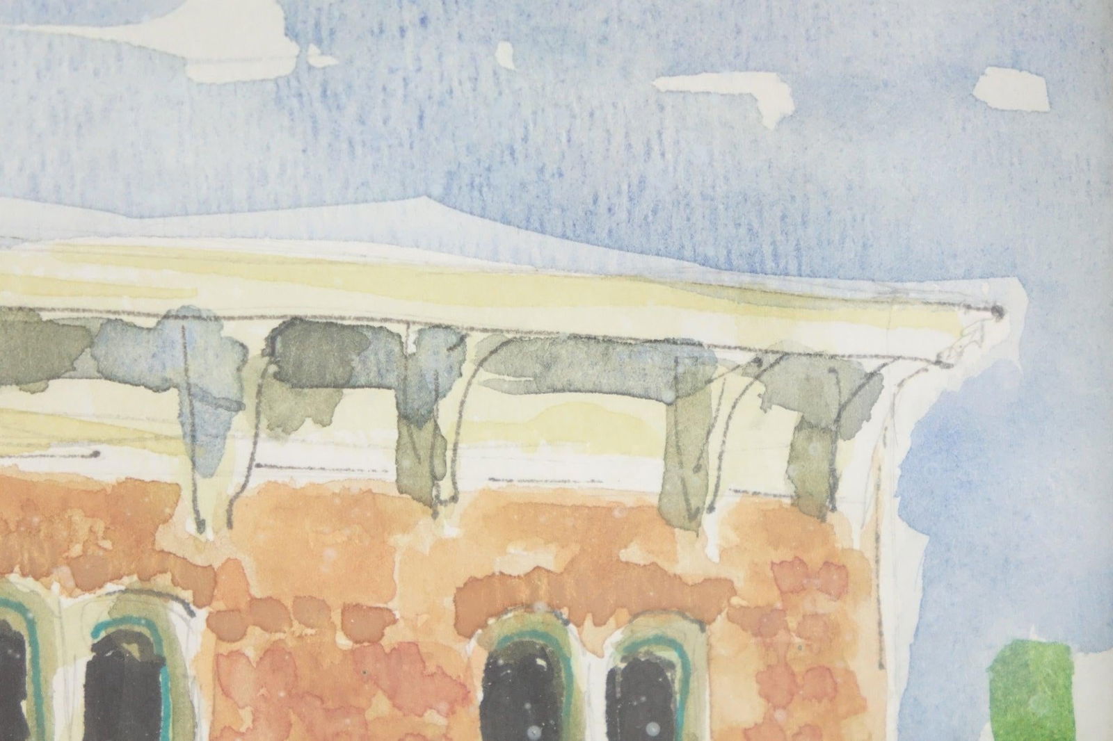 *"The Bank of Hanover" - Original Watercolor on Paper Signed - 2