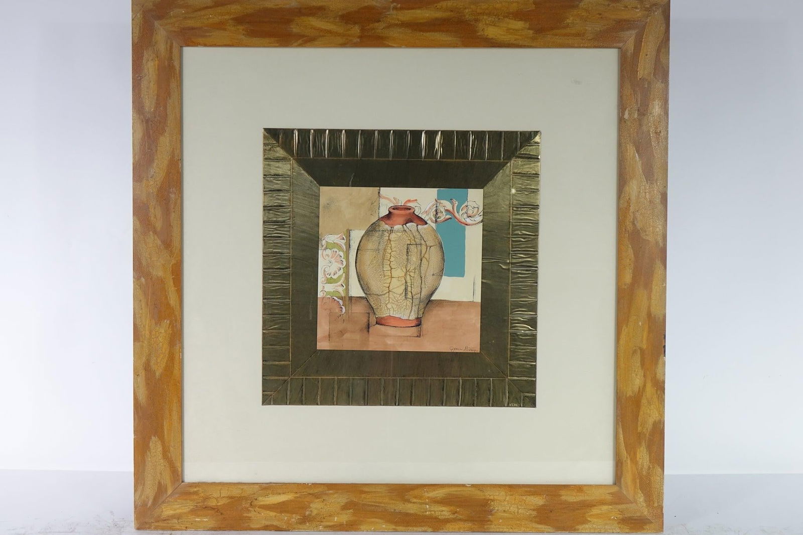 Late 20th Century Still Life Large Print of an Original Mixed Media Piece Signed - 2