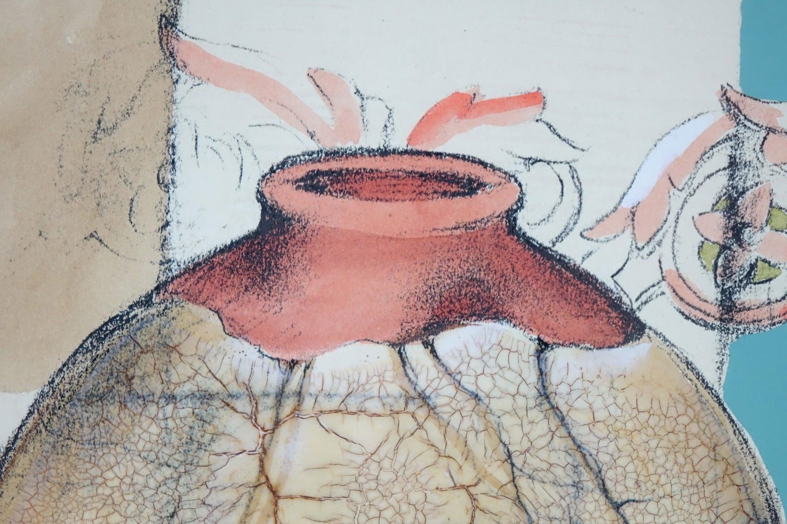 Late 20th Century Still Life Large Print of an Original Mixed Media Piece Signed - 5