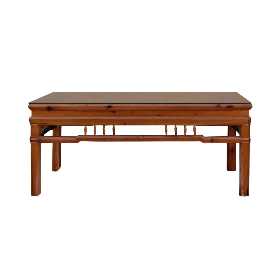 Rectangular Glass Top Coffee Table With Chinese Old Windows Panel Design (1 of 9)