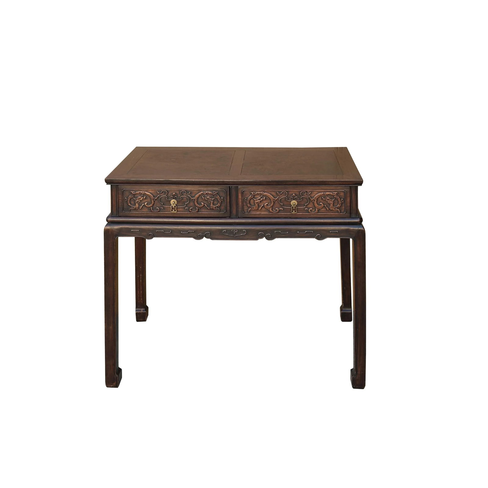 Chinese Brown Relief Dragon Drawers Altar Foyer Side Console Table - 2