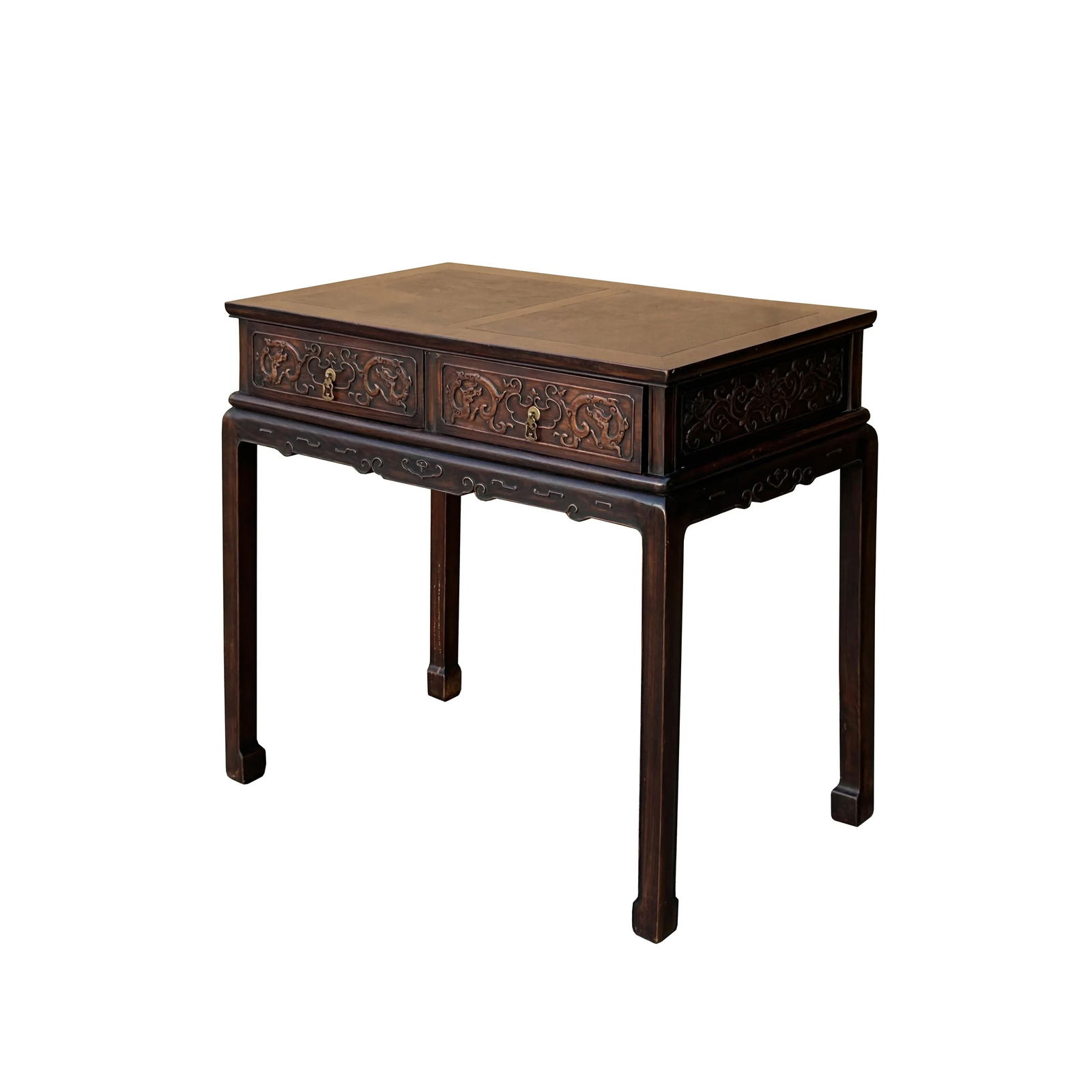 Chinese Brown Relief Dragon Drawers Altar Foyer Side Console Table - 3
