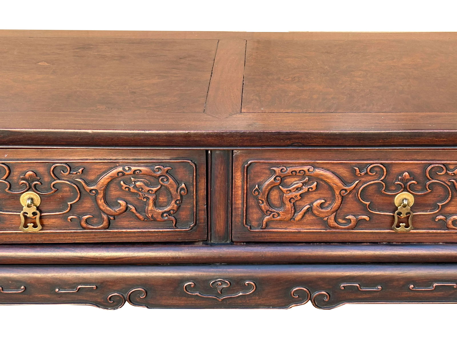 Chinese Brown Relief Dragon Drawers Altar Foyer Side Console Table - 6