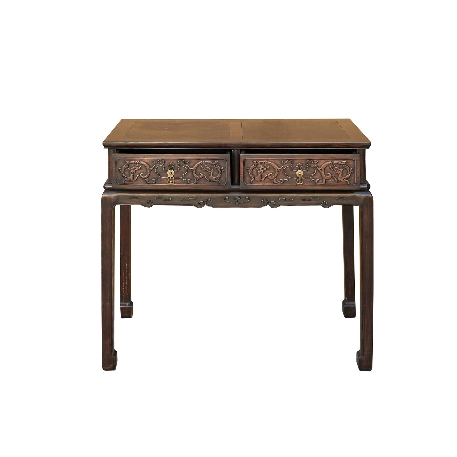 Chinese Brown Relief Dragon Drawers Altar Foyer Side Console Table - 9