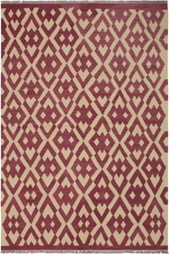 Modern Abstract Kilim Hand-Woven Wool Rug -5"²11"³ × 8"²4"³