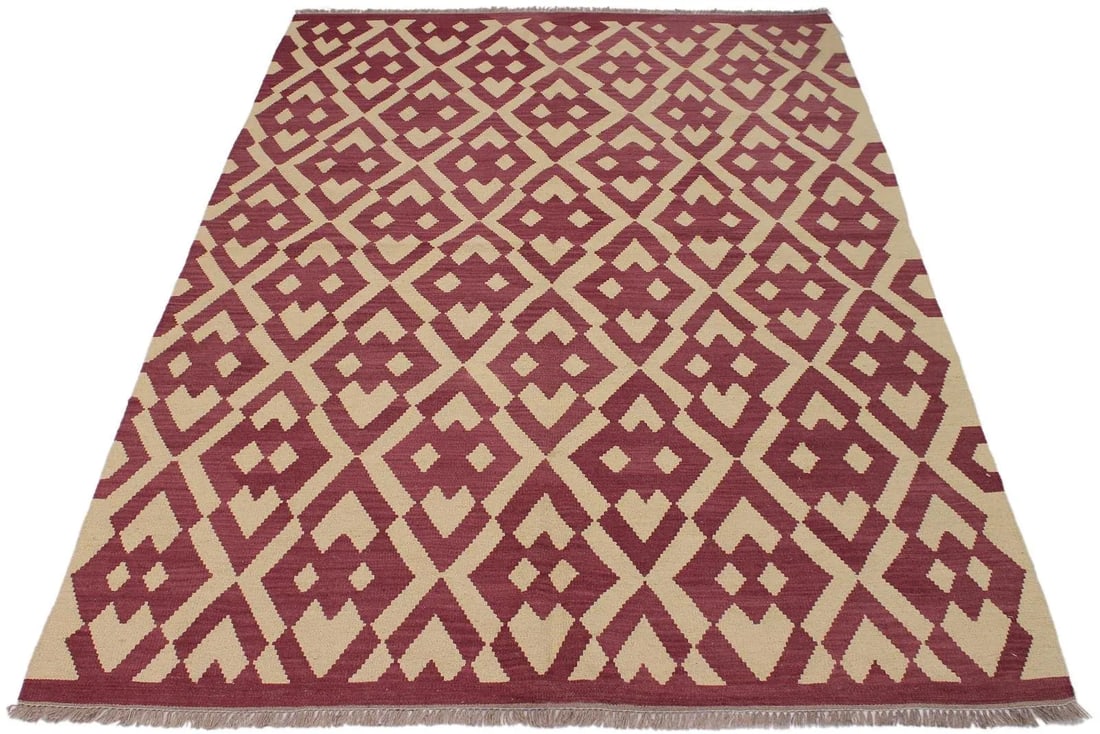 Modern Abstract Kilim Hand-Woven Wool Rug -5"²11"³ × 8"²4"³ - 5