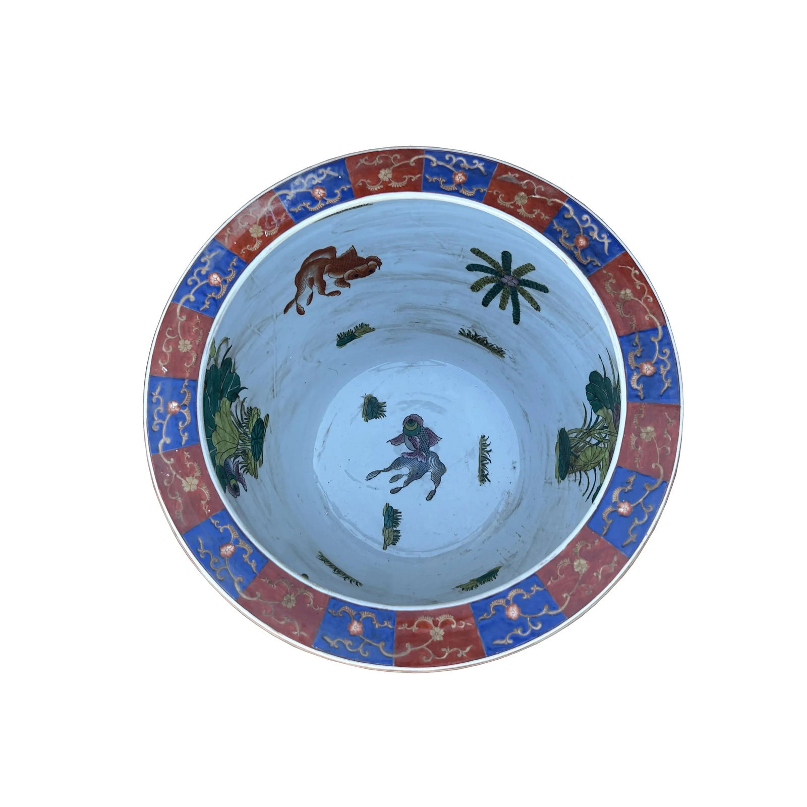 Oriental Vintage Porcelain Red Copper Color Phoenix Graphic Pot Planter - 6