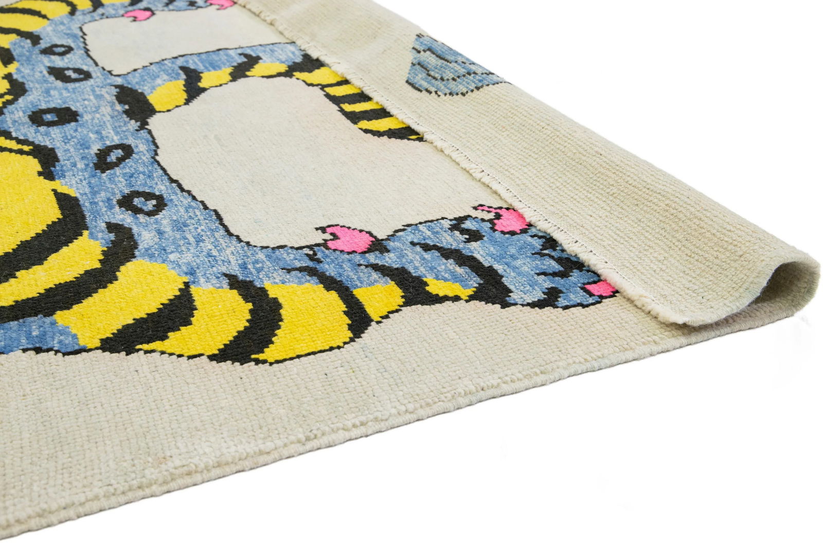 Pictorial Designed Contemporary Wool Rug in Beige - 3