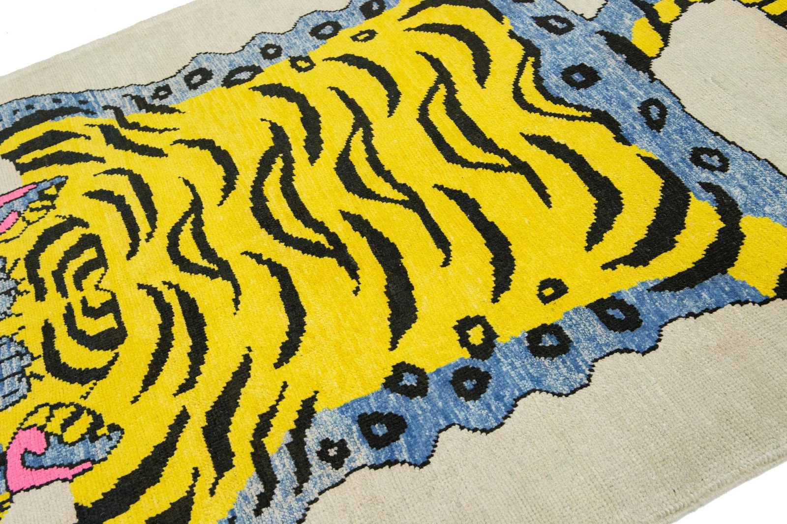 Pictorial Designed Contemporary Wool Rug in Beige - 7