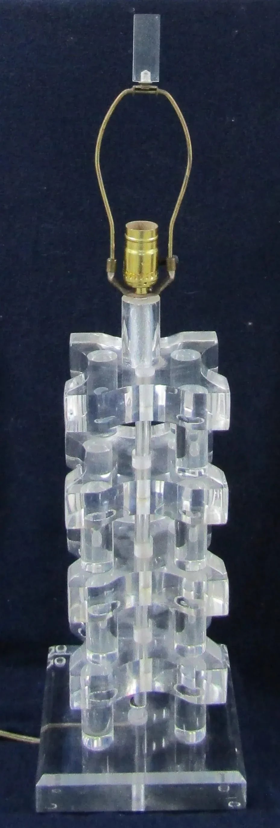 Vintage Mid-Century Modern Stacked Lucite Acrylic Table Lamp - 2