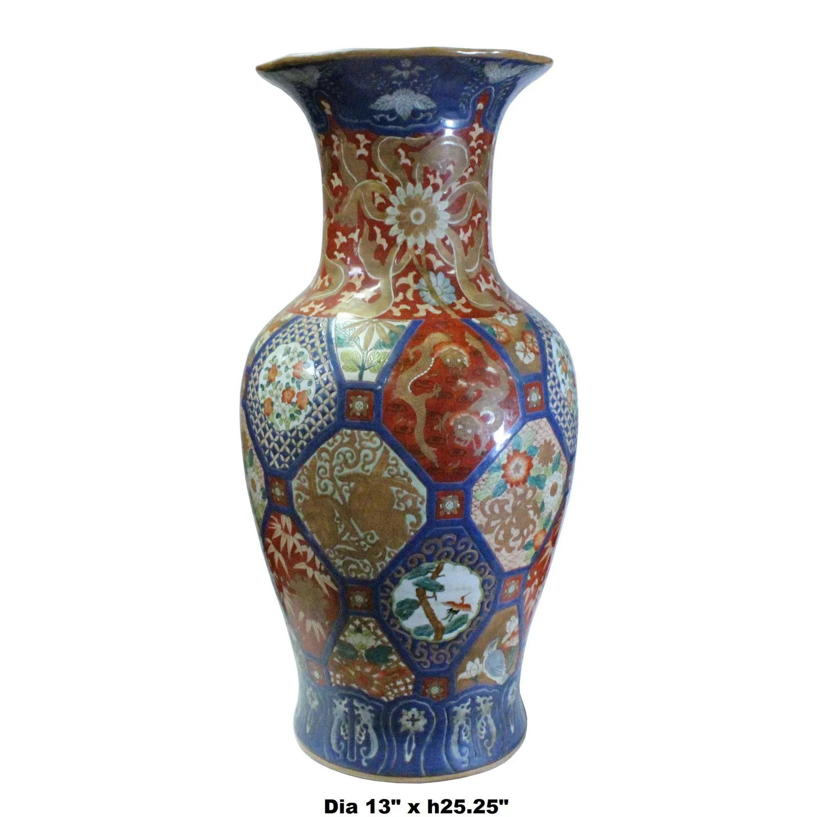 Vintage Chinese Oriental Imari Mixed Color Porcelain Decor Vase - 3