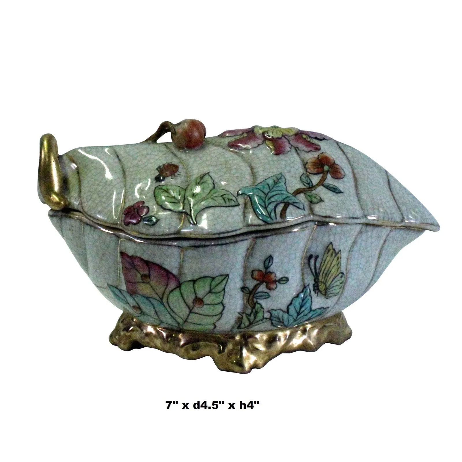 Vintage Oriental Handmade White Crackle Porcelain Box Container - 2