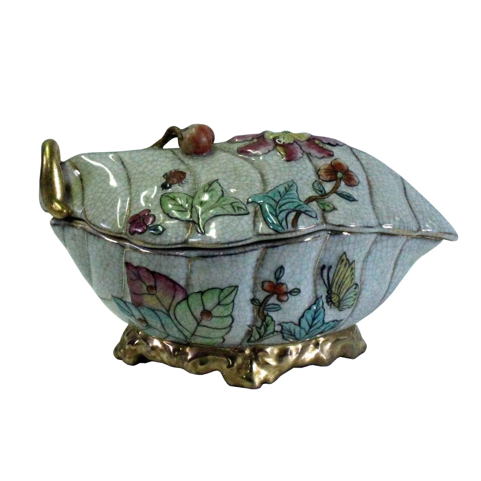 Vintage Oriental Handmade White Crackle Porcelain Box Container - 6