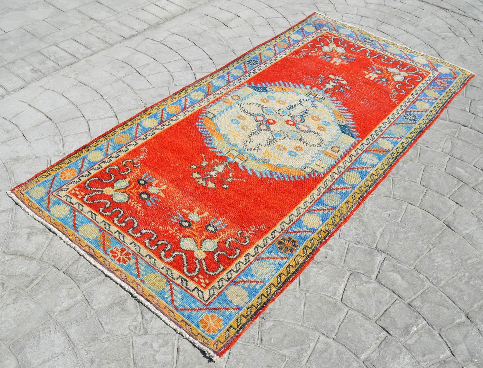 Turkish Oushak Hand Knotted Area Rug Distressed Small Rug - 3"²3"³ × 6"²11"³ - 3