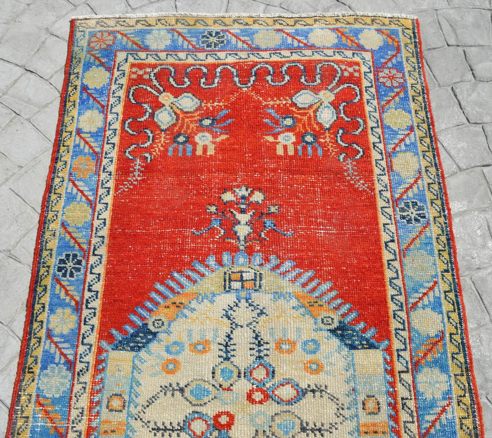Turkish Oushak Hand Knotted Area Rug Distressed Small Rug - 3"²3"³ × 6"²11"³ - 6