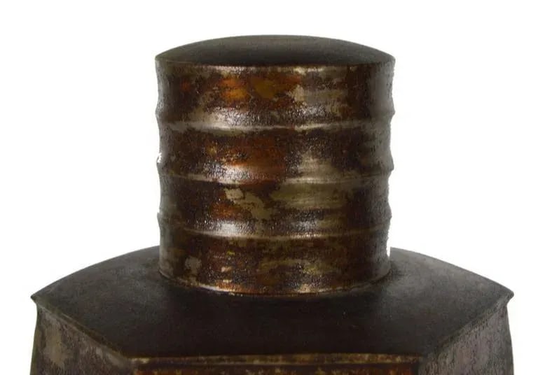 Vintage Indian Hand-Hammered Distressed Tin Storage Canister, Early 20th Century - 3