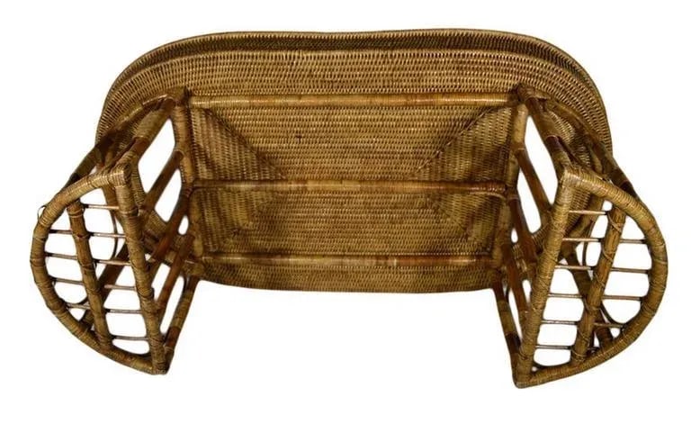Vintage Burmese Handwoven Rattan Breakfast Coffee Serving Table From the 1970s - 3