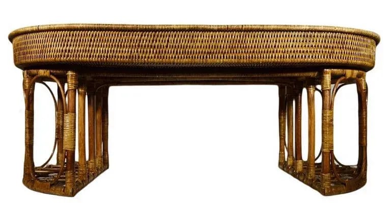 Vintage Burmese Handwoven Rattan Breakfast Coffee Serving Table From the 1970s - 4