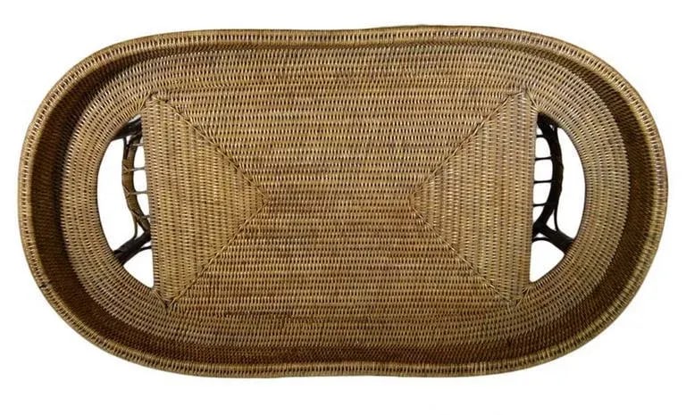 Vintage Burmese Handwoven Rattan Breakfast Coffee Serving Table From the 1970s - 5