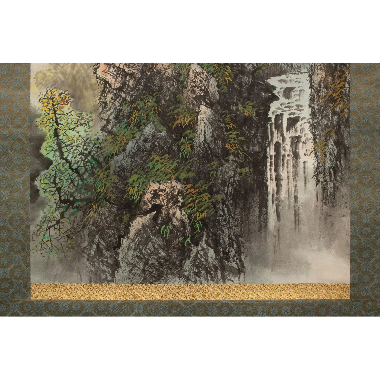 Mid Century Showa Era Japanese Scroll Painting "Landscape With Rocky Mountains" - 8