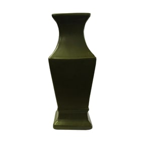 Chinese Handmade Dark Olive Green Ceramic Accent Vase
