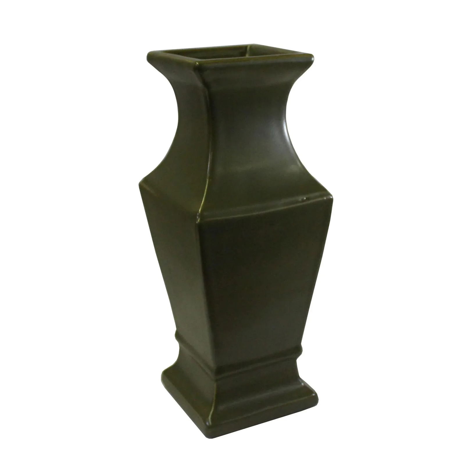 Chinese Handmade Dark Olive Green Ceramic Accent Vase - 2