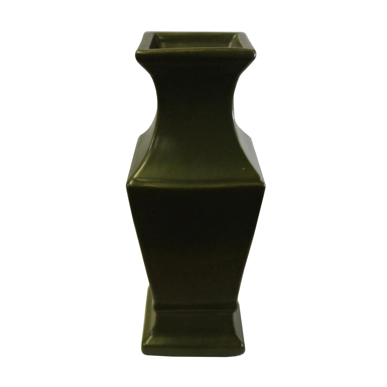Chinese Handmade Dark Olive Green Ceramic Accent Vase - 3
