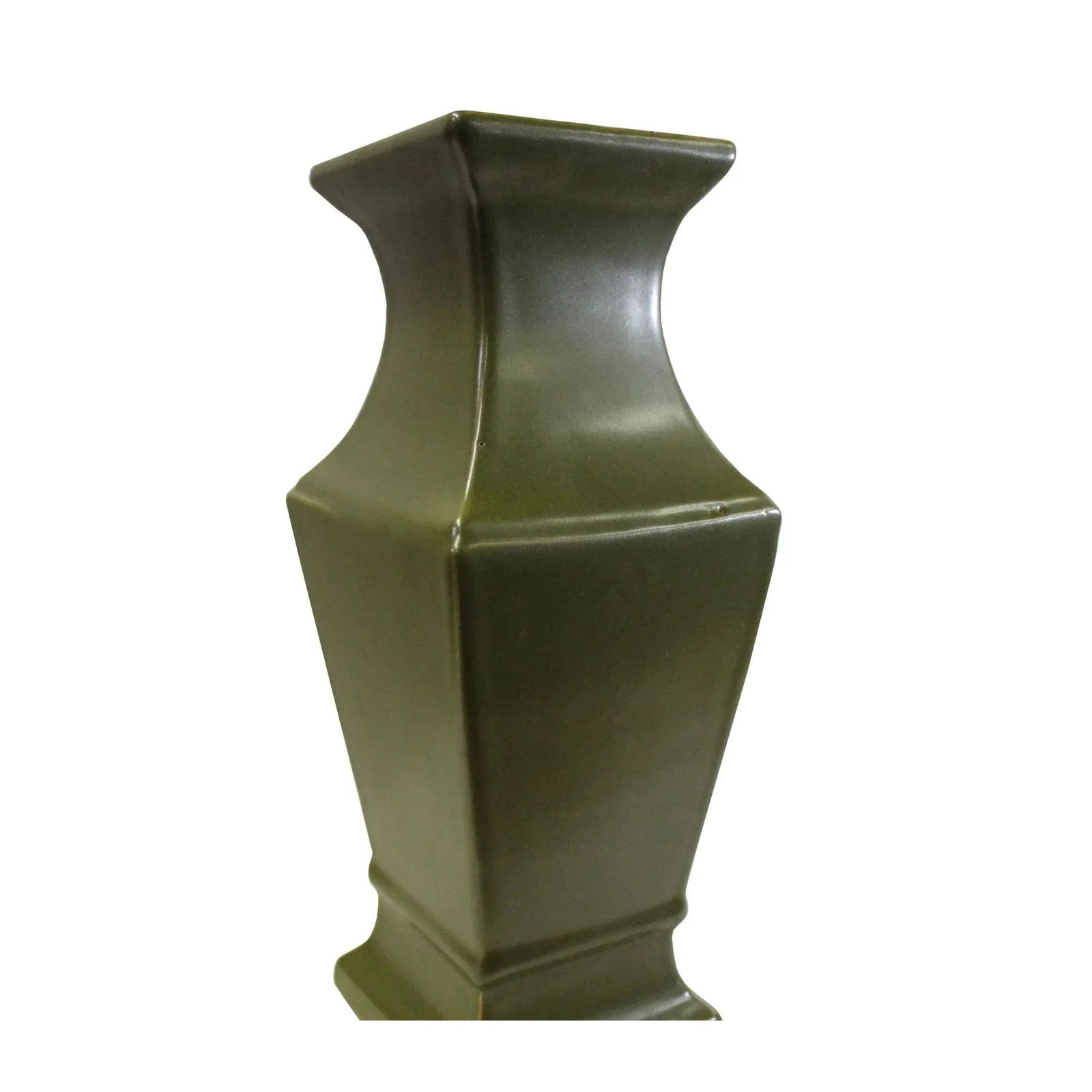 Chinese Handmade Dark Olive Green Ceramic Accent Vase - 5