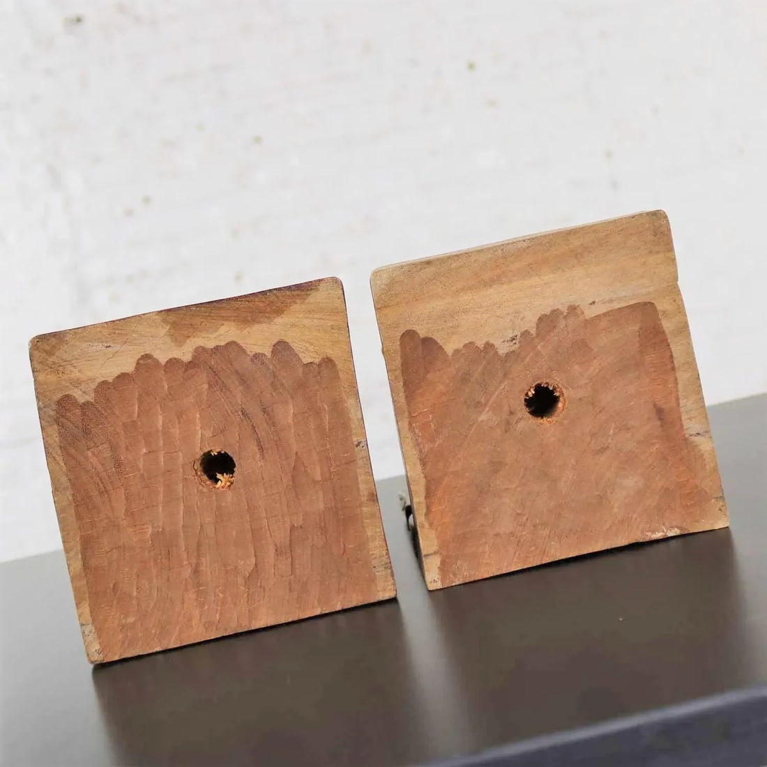 Hand Carved Wood Tribal Figural Male and Female Bookends - a Pair - 12