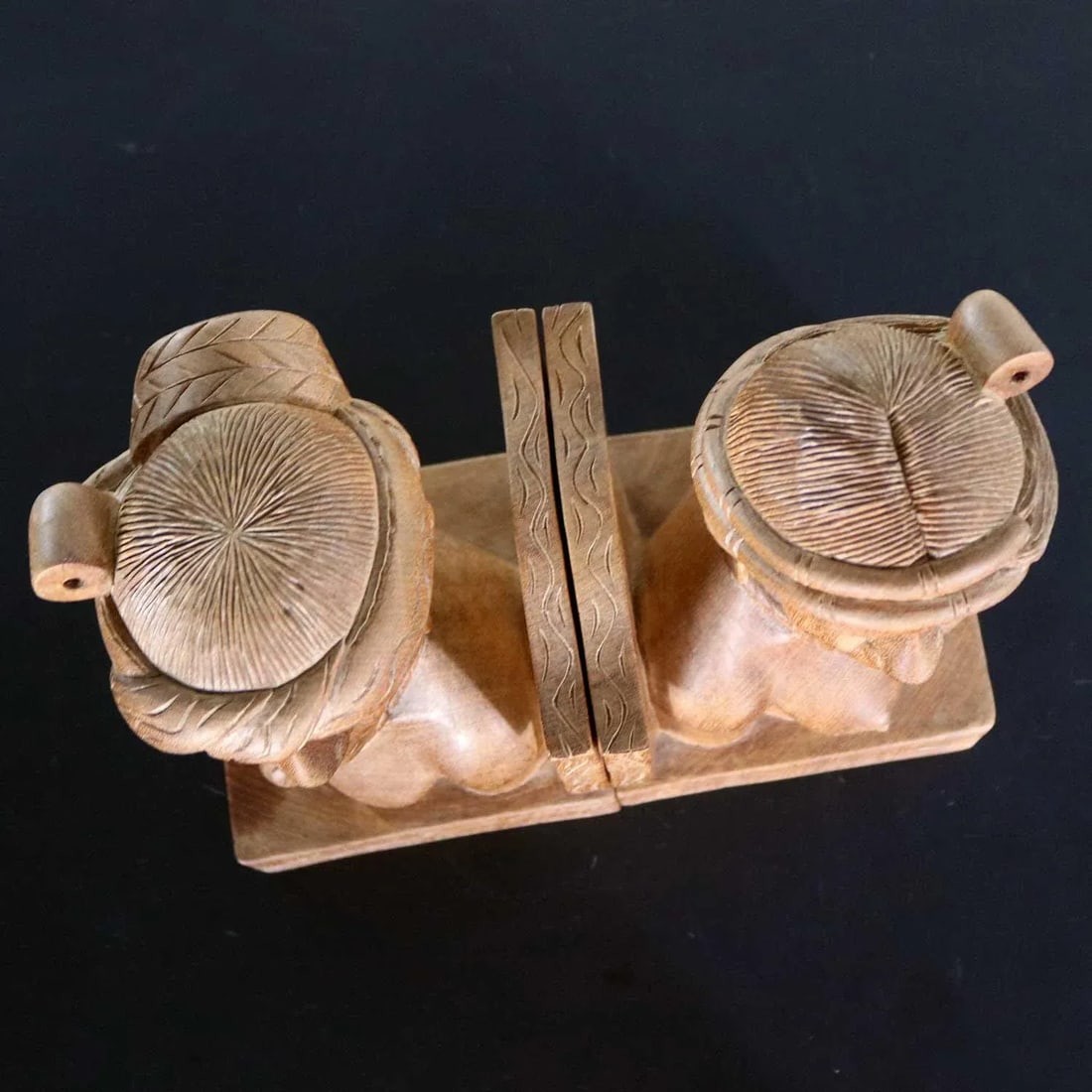 Hand Carved Wood Tribal Figural Male and Female Bookends - a Pair - 8