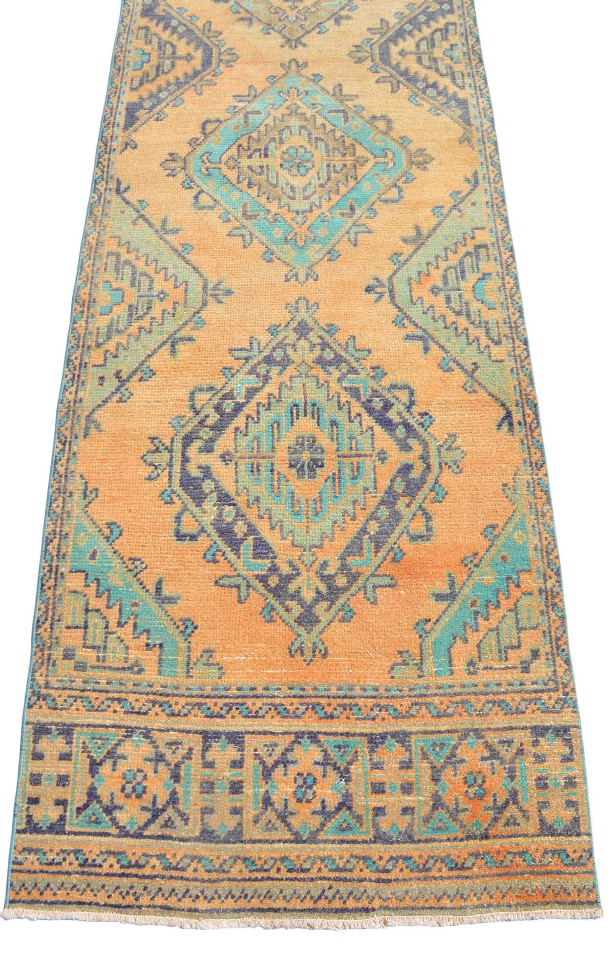 Distressed Oushak Runner Rug Faded Colors Low Pile Hallway Decor - 3' X 12' - 10