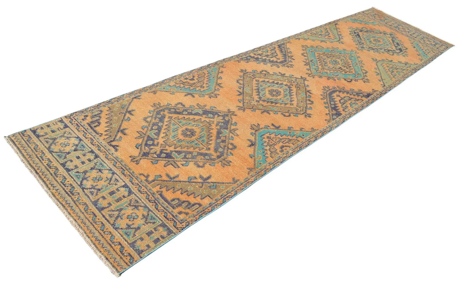 Distressed Oushak Runner Rug Faded Colors Low Pile Hallway Decor - 3' X 12' - 4