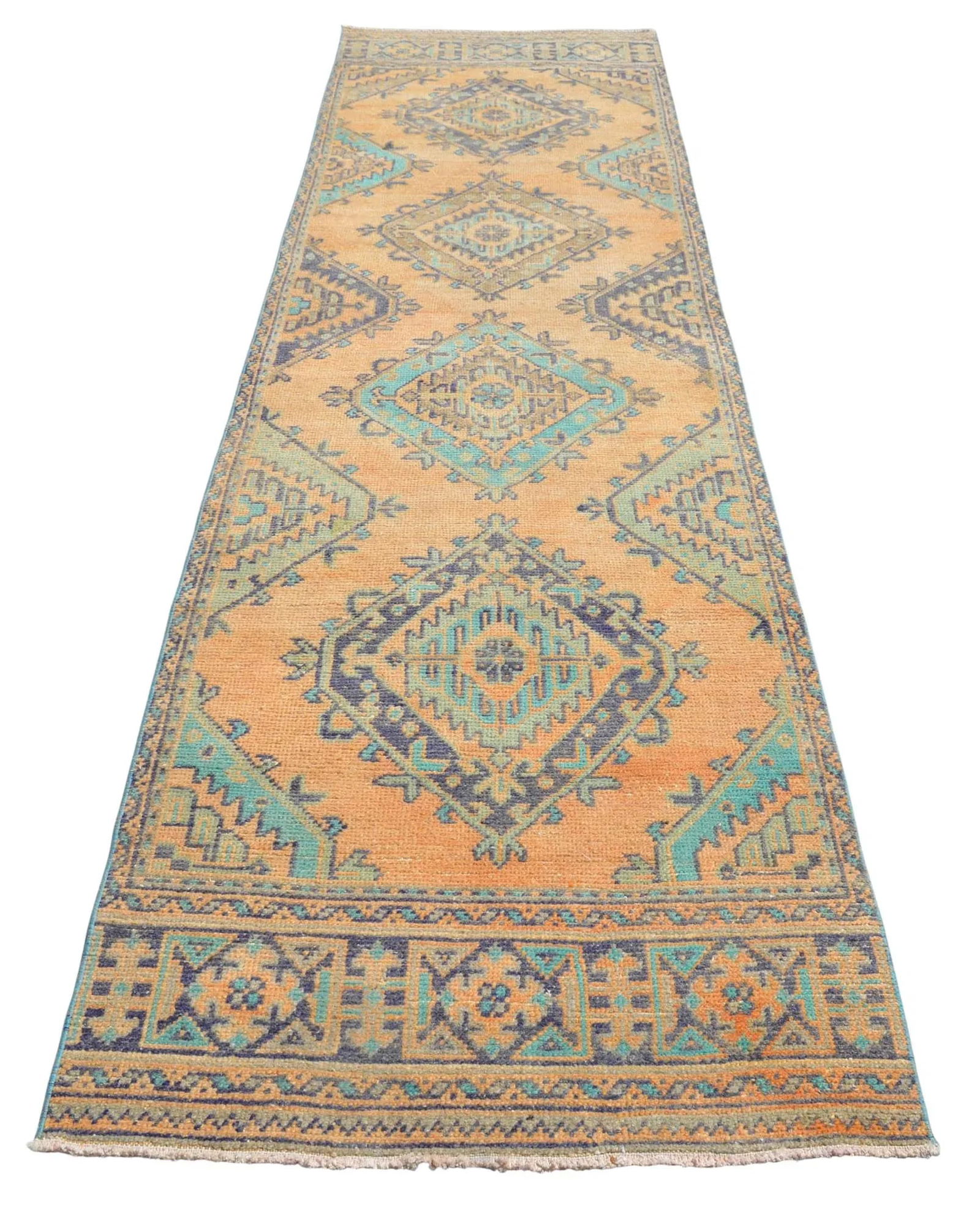 Distressed Oushak Runner Rug Faded Colors Low Pile Hallway Decor - 3' X 12' - 5