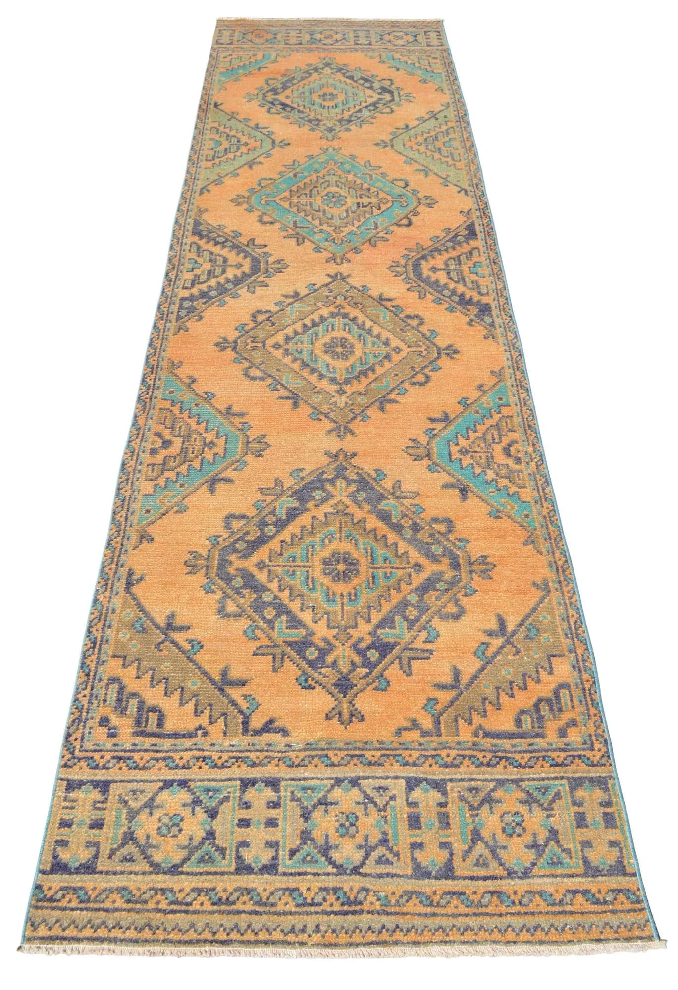 Distressed Oushak Runner Rug Faded Colors Low Pile Hallway Decor - 3' X 12' - 8