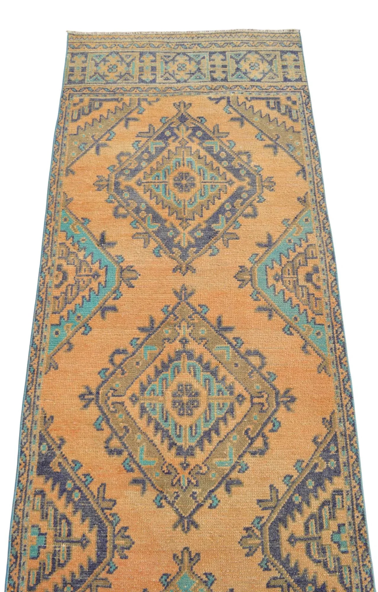 Distressed Oushak Runner Rug Faded Colors Low Pile Hallway Decor - 3' X 12' - 9