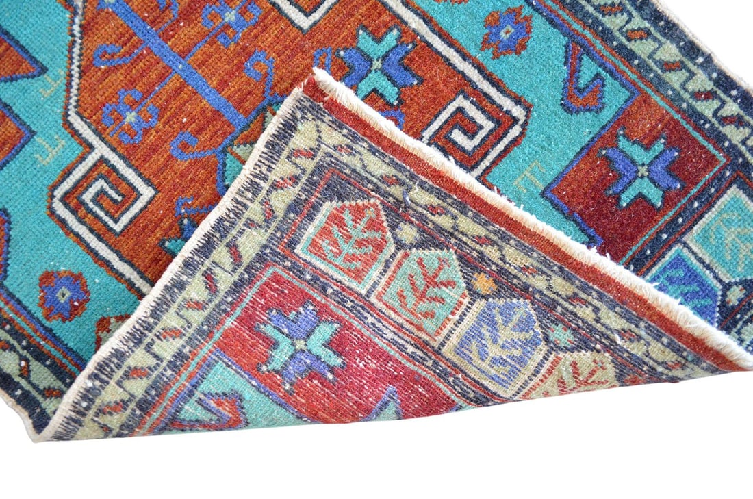 Hand Knotted Oushak Rug Low Pile Faded Entryway Mat Small Rug Yastik - 20'' X 44'' - 9