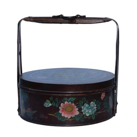 Chinese Handmade Gold Ingot Shape Floral Pattern Bamboo Strip Dim Sum Basket