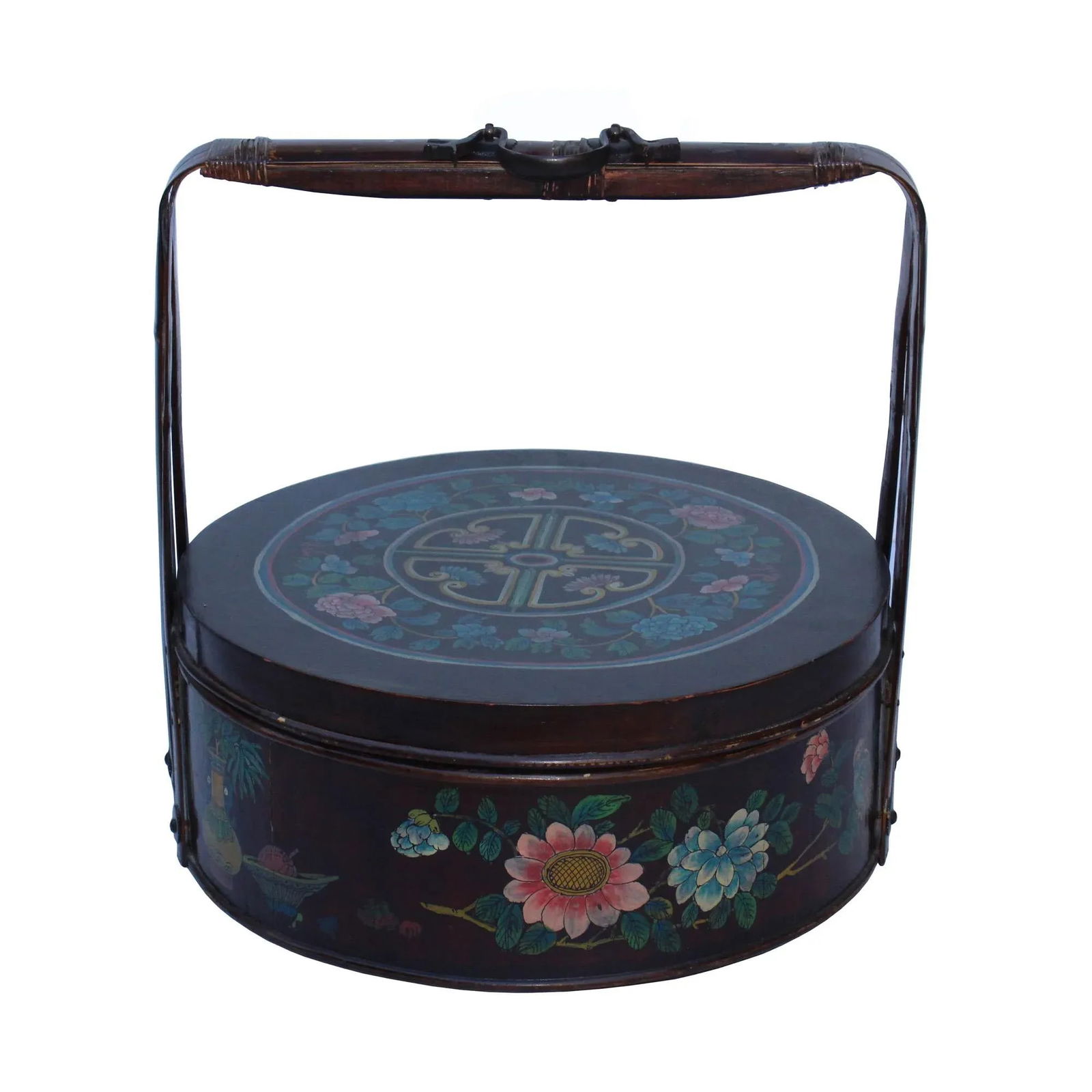 Chinese Handmade Gold Ingot Shape Floral Pattern Bamboo Strip Dim Sum Basket - 2