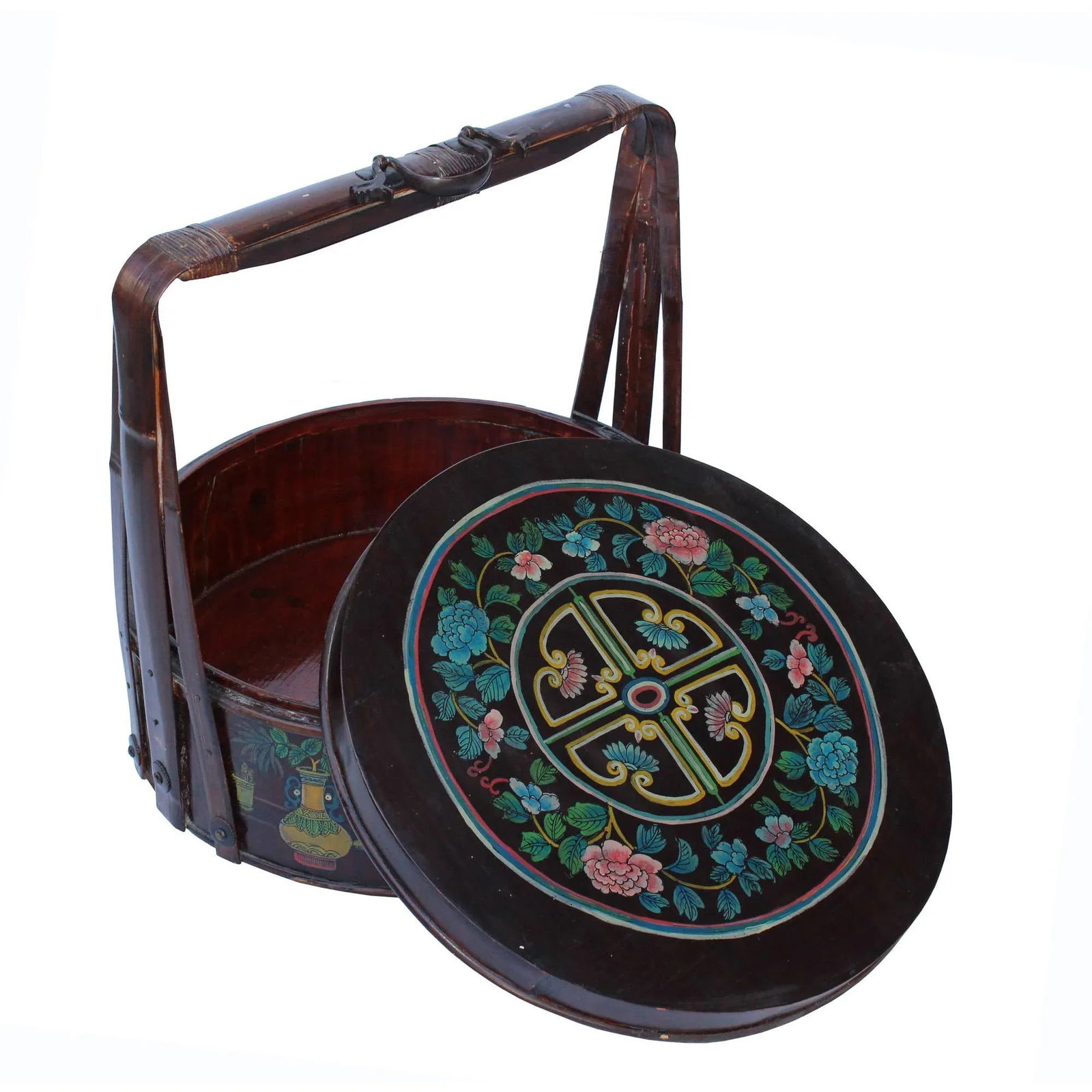 Chinese Handmade Gold Ingot Shape Floral Pattern Bamboo Strip Dim Sum Basket - 6