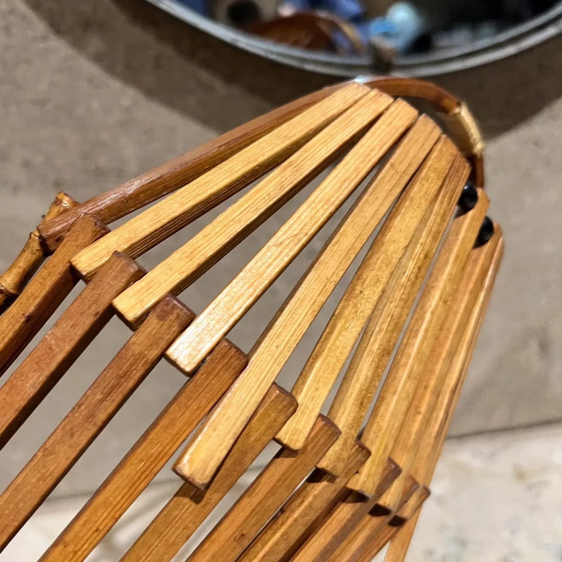 MCM Vintage Japanese Bamboo Open Basket Tray Catch All - 11