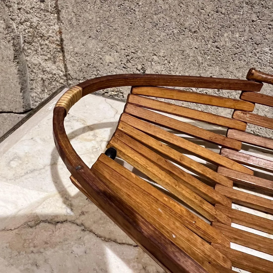 MCM Vintage Japanese Bamboo Open Basket Tray Catch All - 7