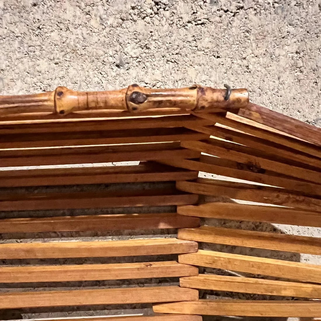 MCM Vintage Japanese Bamboo Open Basket Tray Catch All - 8