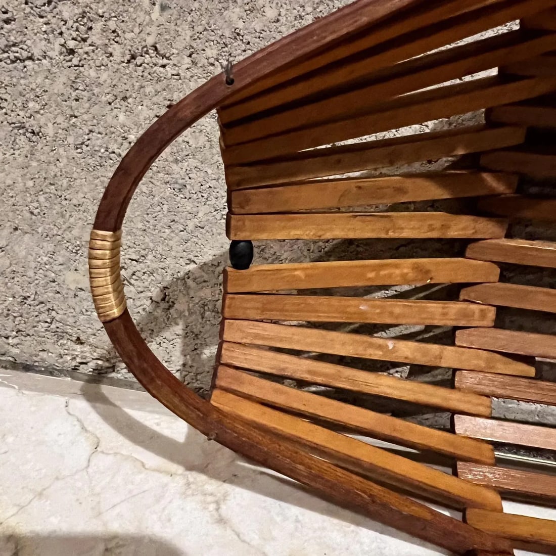 MCM Vintage Japanese Bamboo Open Basket Tray Catch All - 9