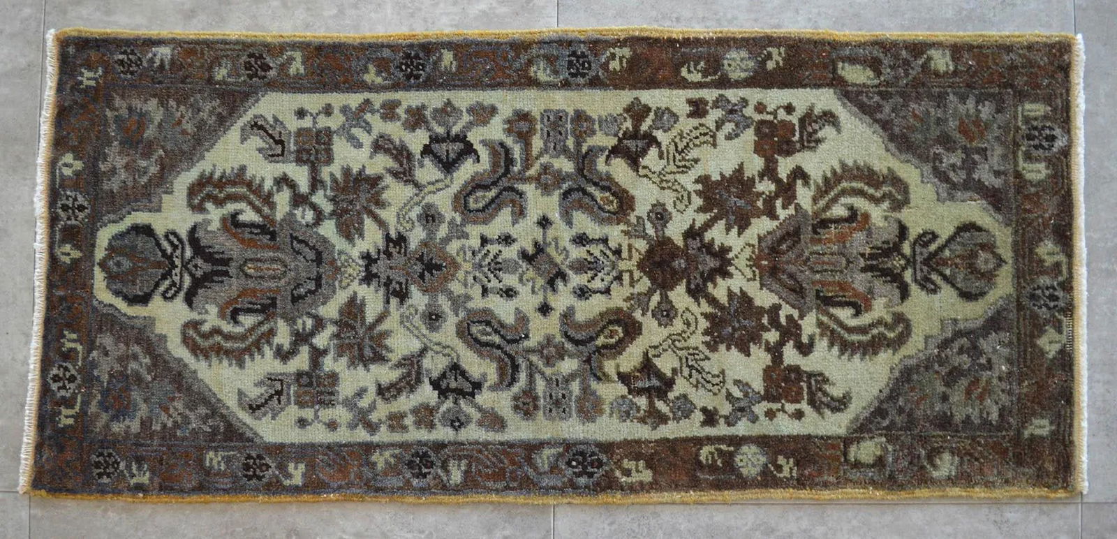 Undyed Small Rug Hand Knotted Distressed Yastik Rug Kitchen Decor Doormat - 20'' X 34'' - 4