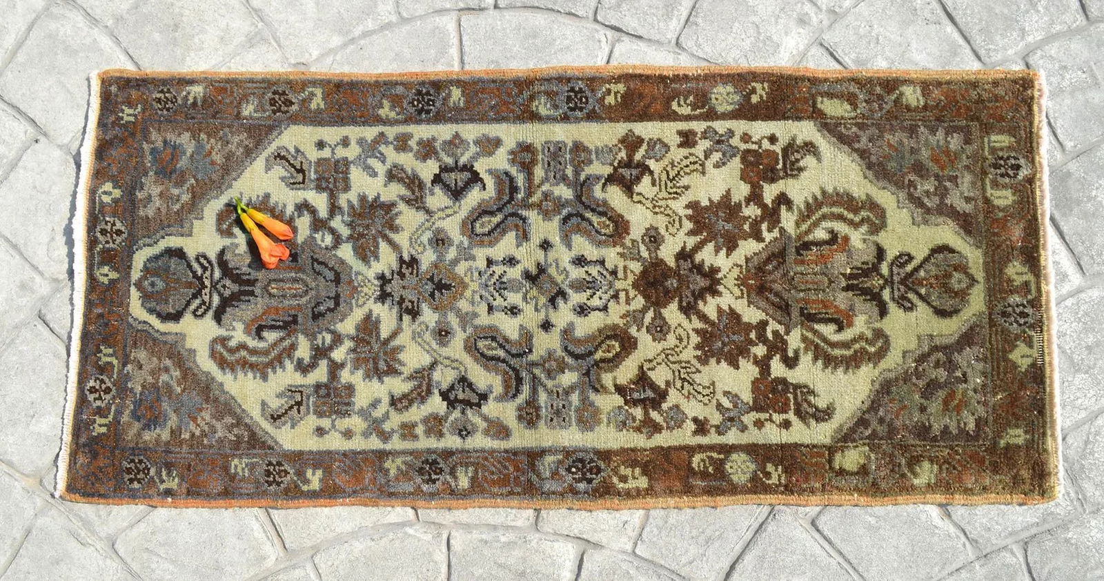 Undyed Small Rug Hand Knotted Distressed Yastik Rug Kitchen Decor Doormat - 20'' X 34'' - 7