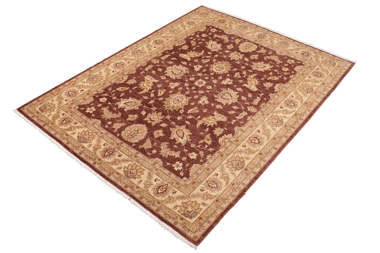 Oriental Ziegler Brown Beige Hand-Knotted Wool Rug - 8'2'' X 9'7'' - 3
