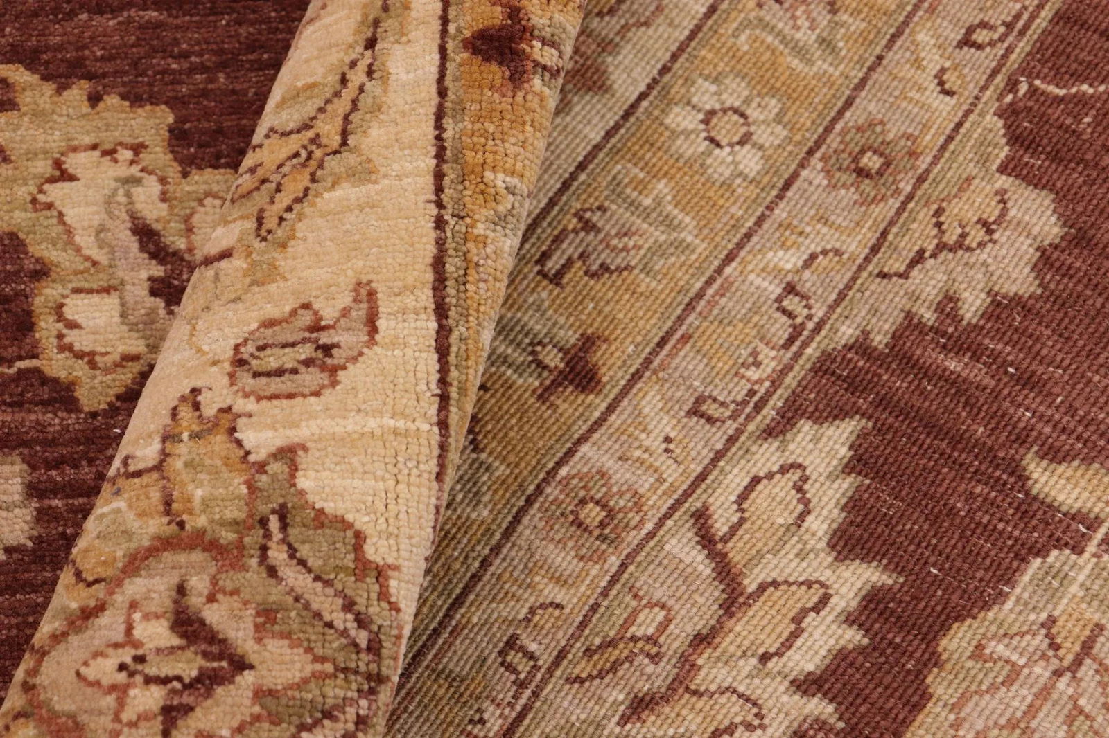 Oriental Ziegler Brown Beige Hand-Knotted Wool Rug - 8'2'' X 9'7'' - 7