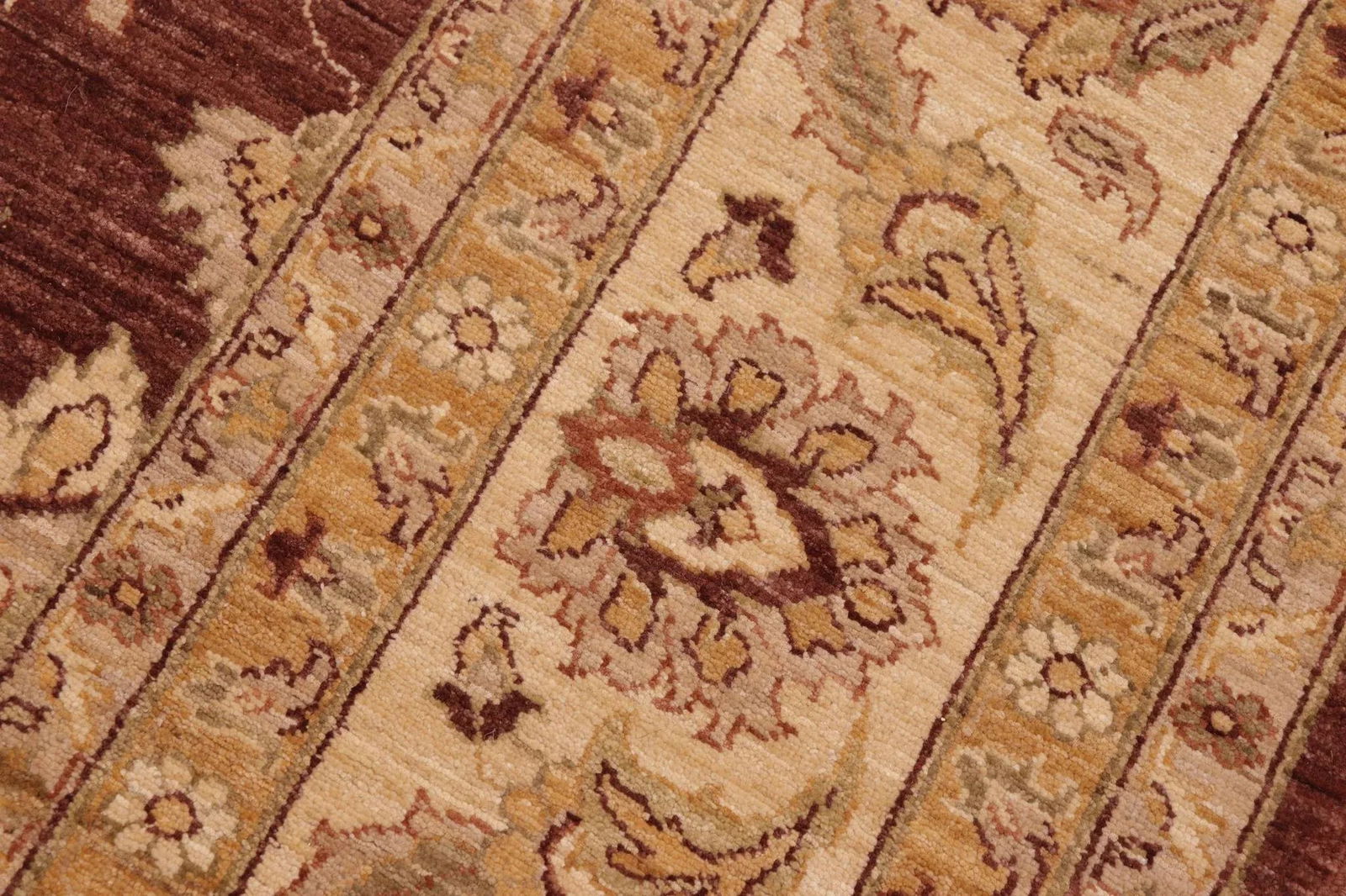 Oriental Ziegler Brown Beige Hand-Knotted Wool Rug - 8'2'' X 9'7'' - 8