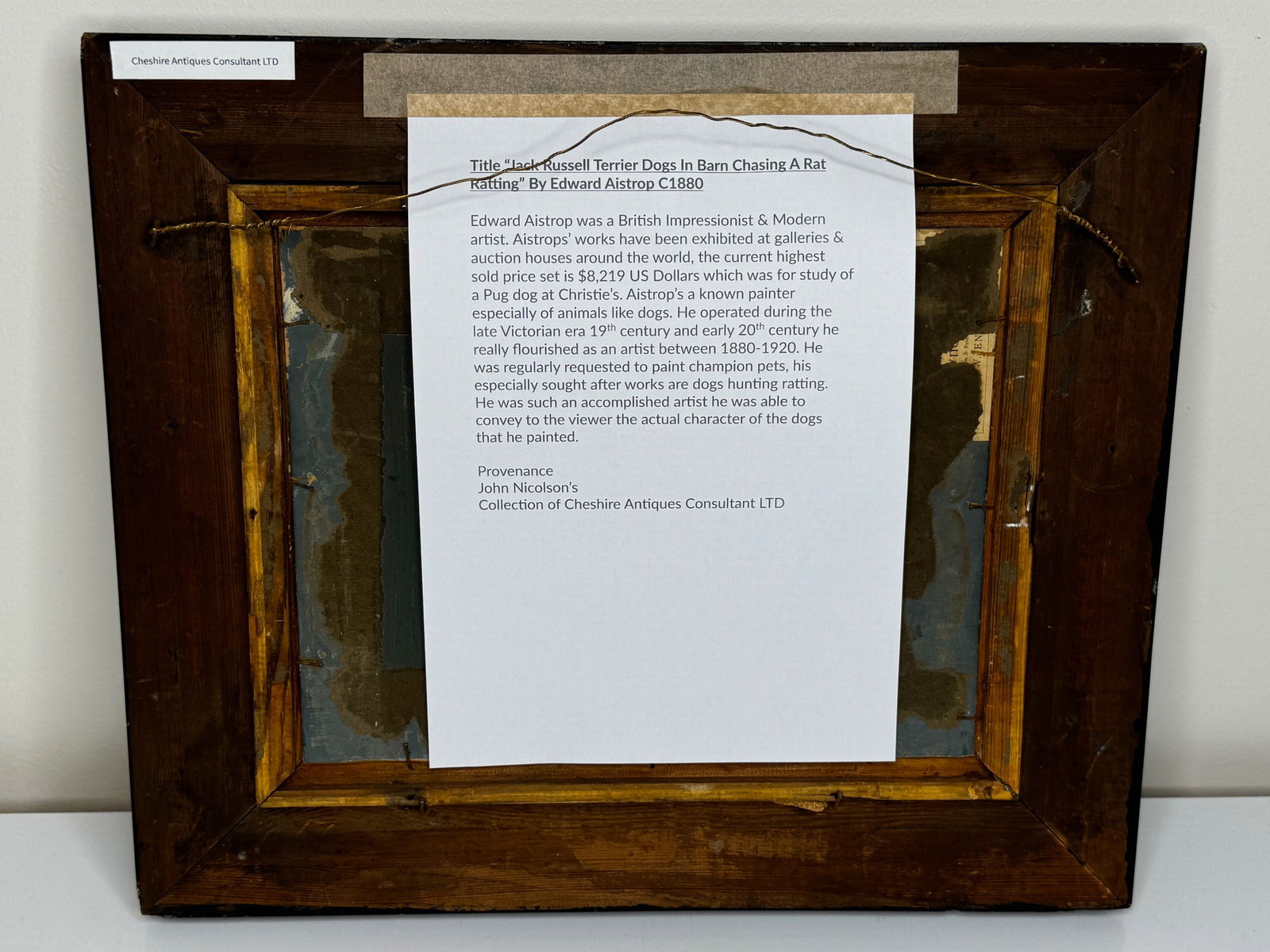 Late 19th Century British Victorian Hunting Oil Painting Jack Russell Terrier Dogs Chasing Rat in Ba - 4