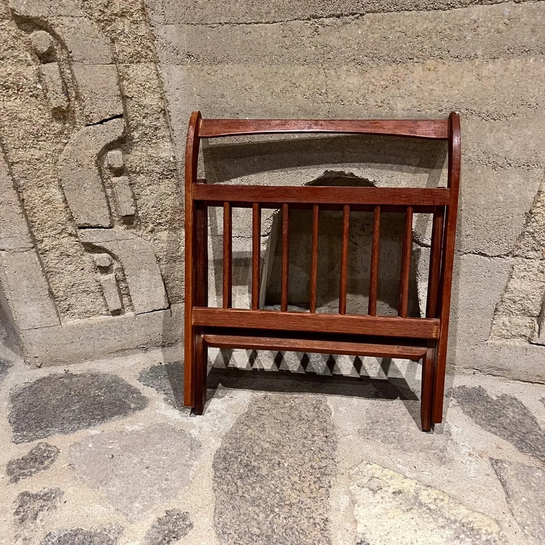 1960s Danish Magazine Rack Sculptural Solid Teak Wood Denmark - 5